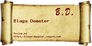 Blaga Demeter névjegykártya
